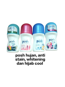 Deodorant Posh Roll Laki-laki & Wanita Whitening Hijab Cool Anti Stain Kemasan 50 ml
