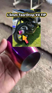 V4 Exhaust Muffler Tip 63mm Titanium Stainless with Iridescent Finish