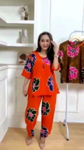 SETELAN BATIK WANITA KEKINIAN | ONESET SUNAN MOTIF BUNGA BSR All SiZe  LD 105 | BAJU TIDUR MOTIF KEKINIAN | BAHAN RAYON ADEM BATIK CAP | BAJU BATIK MOTIF SUNAN