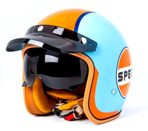 Helmet Retro Rare Collection Double Visor Siap CCC Safety Certificate (Percuma Retro Look Goggles)