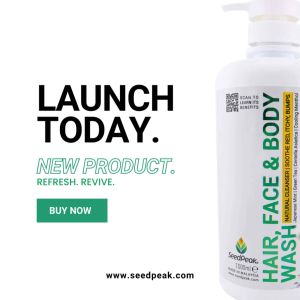 SeedPeak 3in1 [Peppermint Menthol] 1000ML Head to Toe Natural Body Shampoo & Shower Body Wash | Dry Eczema Itchy Sensitive Rash Shower Gel | Body Shampoo | Sabun Kulit Gatal | 洗发水 | 沐浴露