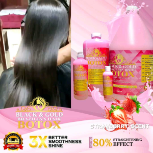 BLACK&GOLD BRAZILIAN HAIR BOTOX (1Liter Strawberry Scent )
