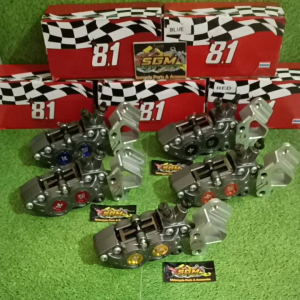 PAKETAN KALIPER BIGPOT AXIAL FORMULA 8.1 RACING PARTS 4PISTON 4P KANAN BABET COIN WARNA CNC + BREKET DISC CAKRAM STANDAR DEPAN PNP YAMAHA MATIC AEROX 155 OLD - AEROX 155 NEW/ AEROX 125