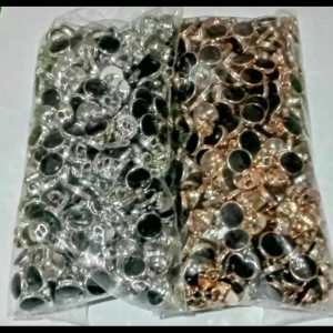 400 pcs kancing Jamur kemeja gamis / kancing mutiara hitam list gold silver 11mm / 13mm / 15mm / 18mm / 21mm