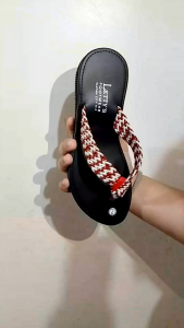 Lettys ipit lace semi-wedge blk red tan