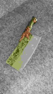 ดินแอร์ดูดวง มิฉันชิป ครัว ดิน หั่น สับ ซอย (เหล็ก 7Cr17MoV) ที่จับ: ทองเหลือง