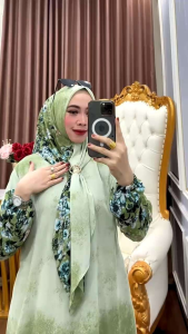 ALEA Gamis Wanita Ceruty Plisket Babydoll Premium Set Hijab