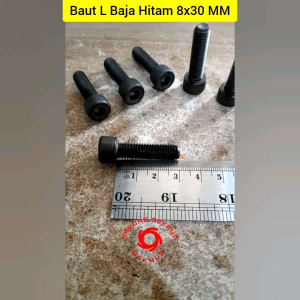 (5 PCS) M8x30 Baut L Baja Hitam / Baut L Baja (3CM)