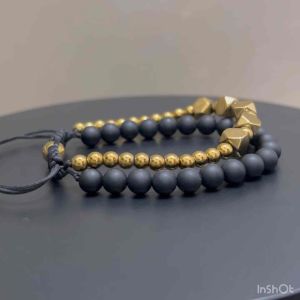 CW Manila - JANUS Bracelet - 6mm Matte Onyx Stone and Gold Hematite - 2-in-1 Semi-precious Adjustable Bracelets