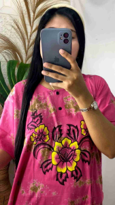Daster Wanita Dewasa Barong Motif Bunga Busui Friendly Baju Tidur Remaja Lengan Pendek Dada Kancing Depan Model Kerah Leher Bulat U Neck Panjang Dress dibawah Lutut Bahan Rayon Premium Super Tebal Adem Halus Nyaman Kombinasi Warna Warni Kekinian Terbaru