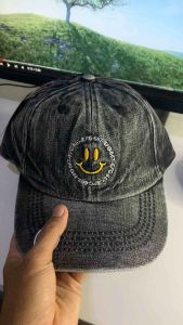 Topi Washing Dewasa bordir smile efg dengan bahan denim berkualitas