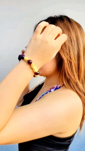 Natural Stone Amethyst Tiger Eye Vermeil Gold Non Fading Non Pawnable Blessed Wealth Bracelet