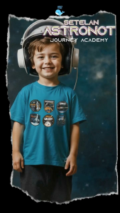 Setelan Baju Kaos Pendek Celana Panjang Anak Laki-Laki Astronot Series Journey Academy Bahan Katun Combed 30s