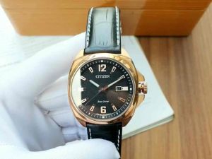 ĐỒNG HỒ NAM CHÍNH HÃNG Citizen AW1723-02E Eco-Drive Black Dial & Leather For Men Rose Gold Case