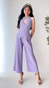 Girls Halter Top and Wide Leg Pants Set 7-10 Years Old | Kids Elegant Party Outfit