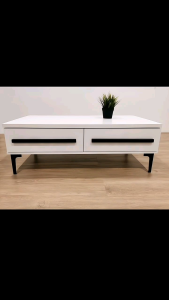 PHILIP 2 Drawers Coffee Table - RZ 1024-CT (Grey + Black / White + Black)