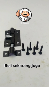 Selot pintu jendela hitam ukuran 2 in 5cm grendel besi plus sekrup