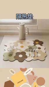 小清新台面沥水垫 (1套2片) Refreshing Countertop Drain Mat  厨房台面放上这个漂亮的硅藻泥沥水垫🌈，洗完的餐具放上去直接沥水✨，菜板放上面也不会打滑 #厨房好物✨#1套2片