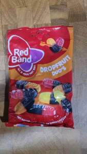 Red Band Dropfruit Duos Mixed Fruit & Licorice Gummies 120g [Direct Import from The Netherlands]