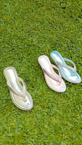 Sandal wedges wanita kekinian full permata 5cm - TAMARA