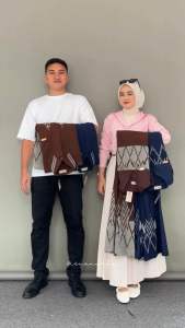 KINANTI COUPLE TENUN CMR NAVY- GAMIS LEBARAN- COUPLE LEBARAN - DRESS KONDANGAN TENUN