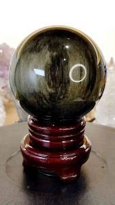 Natural Mexico High Grade Golden Sheen Obsidian Crystal Ball Ornament GSO03