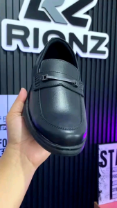 Rionz Bryant Black - Sepatu Formal Pria Loafer Pantofel Kulit PU Kerja Resmi Kantor Kuliah Kondangan