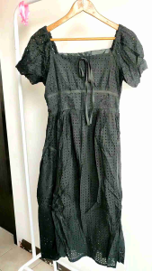 55200 Anastacia Embroidery Midi Dress Lengan Pendek Gaun Daily Wear Basic Simple ootd