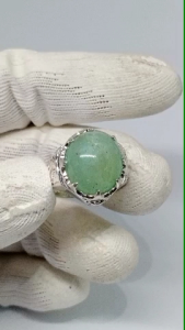 Natural Emerald ★Cincin Batu Zamrud Asli ★4.80CT ★14.0 x 10.8mm ★Silver 925 ★天然绿宝石戒指