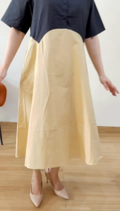 [VEMODE] DRESS KATUN MIDI TWOTONE CASUAL PESTA 0B3D 2011