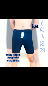 celana legging daleman pria olahraga/ lejing shortpans polos Hitam bahan spandex premium