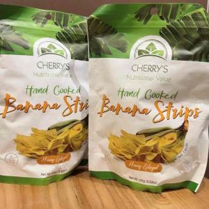 Cherrys Nutritional Value Hand Cooked Banana Strips Honey-glazed 100 grams ( 100% Natural) Product of Cebu City