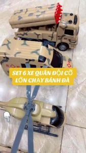 (Ship hoả tốc Tp HCM) Sét 6 xe quân đội cỡ lớn chạy trớn. Quà tặng cho bé đồ chơi xe quân sự cực đẹp