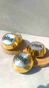 Dop roda velg tutup Kerucut gold emas Hzr hitam diameter topi luar 65 cm topi dalam 6 cm.