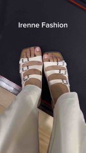 Sandal Teplek Flat Wanita Tali Sling Back Gesper Tiga Elegan Kekinian Terbaru