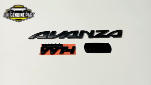 Logo Emblem Bagasi Avanza Type E Black Doff Komplit Original