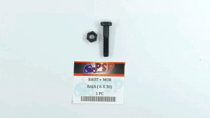 Baut Baja 6 X 30 (+ Mur) Harga Per 1 PC - Baud Mor Baja M6 Bibir Topi 6mm Panjang 30mm mili Kunci 10