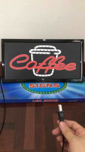 ป้ายไฟ ป้ายไฟร้านกาแฟ ป้ายไฟนีออน ป้ายไฟตัวอักษร ป้ายไฟวิ่ง ป้ายไฟร้าน ป้ายไฟcoffee ป้ายไฟLED-coffee+แก้ว(249บาท)