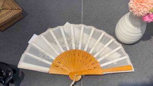 Native Hand fan made from Mahogany Wood | Jusi Hand Fan & Chiffon | Pineapple Fiber | Pamaypay | 9 x 16 inches
