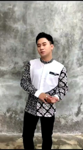 Baju Koko pria terbaru/ baju Koko kombinasi batik/ baju Koko lengan panjang