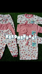 Baju Piyama Baby NewBorn 3 pcs tangan panjang Usia 0-12 bulan - Seri Pink Dusty - Denzie - SNI