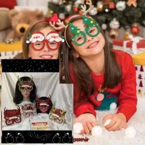Kacamata Natal Desain Santa Deer: Aksesoris Natal untuk Anak & Dewasa