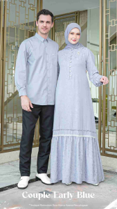 Ethica Couple Early Blue Baju Pasangan Gamis dan Koko Terbaru