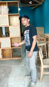 Rattan Bookshelf Modern lemari buku