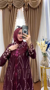 Gamis Anaka#1 Brokat Premium – Set Outer Tile Bordir + Inner Ceruty Babydoll | Busui Friendly | LD 110–140 | Dress Pesta Muslim Elegan