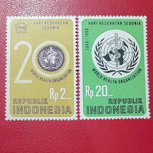 Prangko Indonesia Kuno 2 Pcs Seri WHO Tahun 1968 UN USED