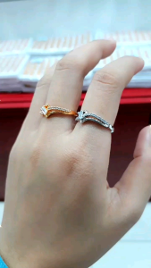 Cincin xuping dewasa model permata zirkon dilapisi emas 18k