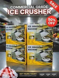 Ice Smashing Machine 500W High-Speed Crushing for Business - Perfect for Bars Cafes Restaurants - Durable Stainless Steel Design