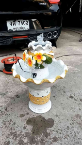 อ่างน้ำพุ 12นิ้ว พร้อมปั๊มน้ำ พร้อมใช้งาน อ่างน้ำล้น ดินเผา เสริมฮวงจุ้ย ตกแต่งสวน