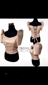 Filipiniana blouse top sleeve Xback dutches plain forma elegant  Pang party/ pang graduation/ pang photo shoot